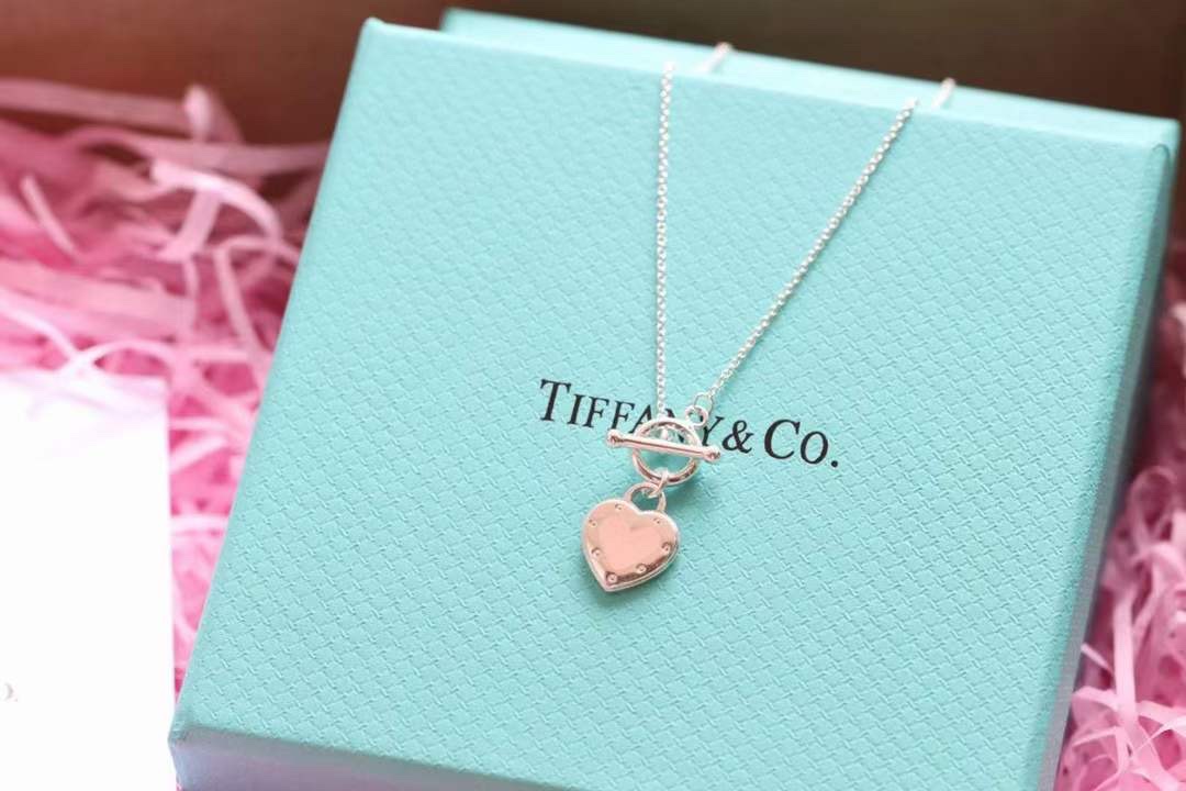 Tiffany & Co. Tiffany&Co.珐琅心形针扣锁骨项链 925纯银