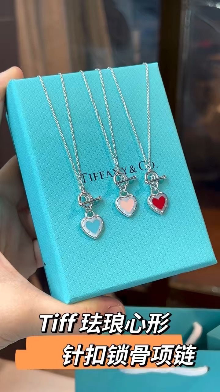 Tiffany & Co. Tiffany&Co.珐心琅形针扣锁项骨链 925纯银