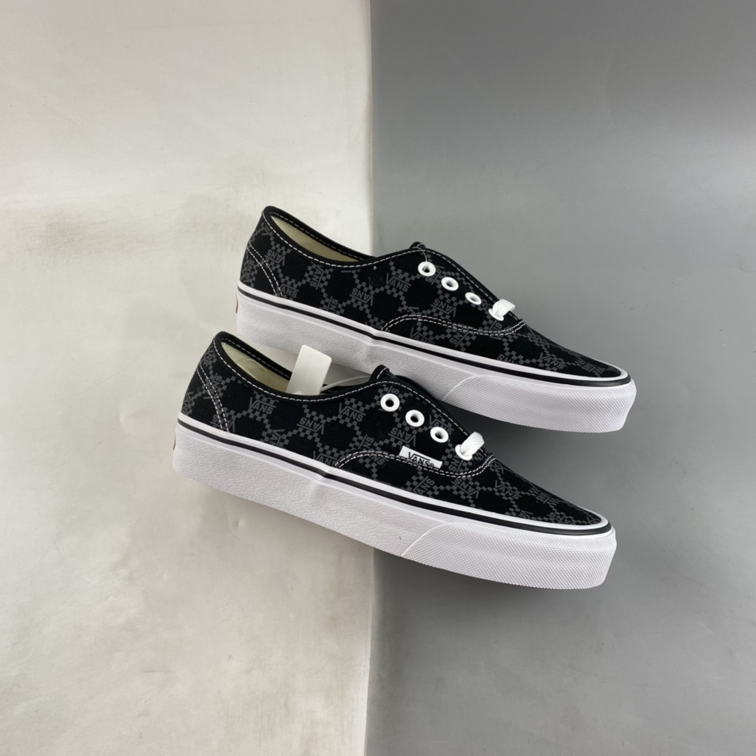 P140  VANS Authentic经典老花深常男女低帮帆布休闲运动板鞋AUT黑色 VN0A5KS9BLA