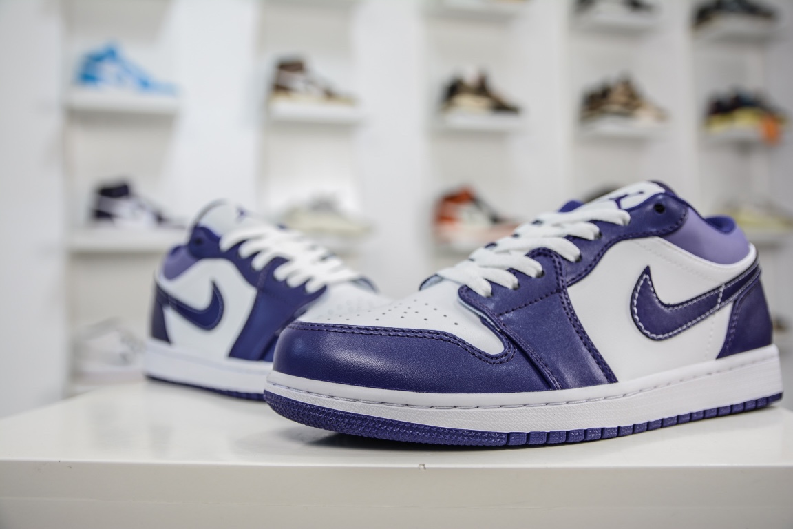 200 原装Air Jordan 1 Low 白紫 553558-515