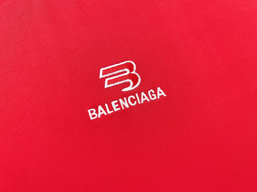 180 BALENCI*GA/巴黎#经典LOGO胸前绣花拼接短袖T恤 BL223021