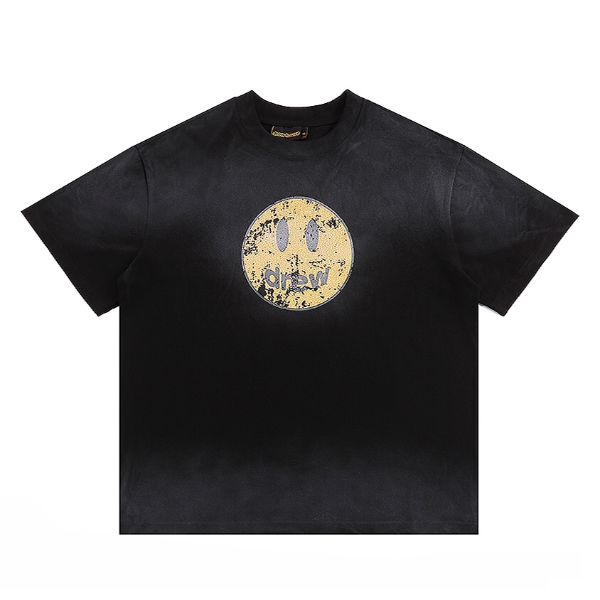 “DREW HOUSE Retro-Black Snow T-shirts: 240g Cotton Fabric, Sizes S-XL, Code ncp D002”