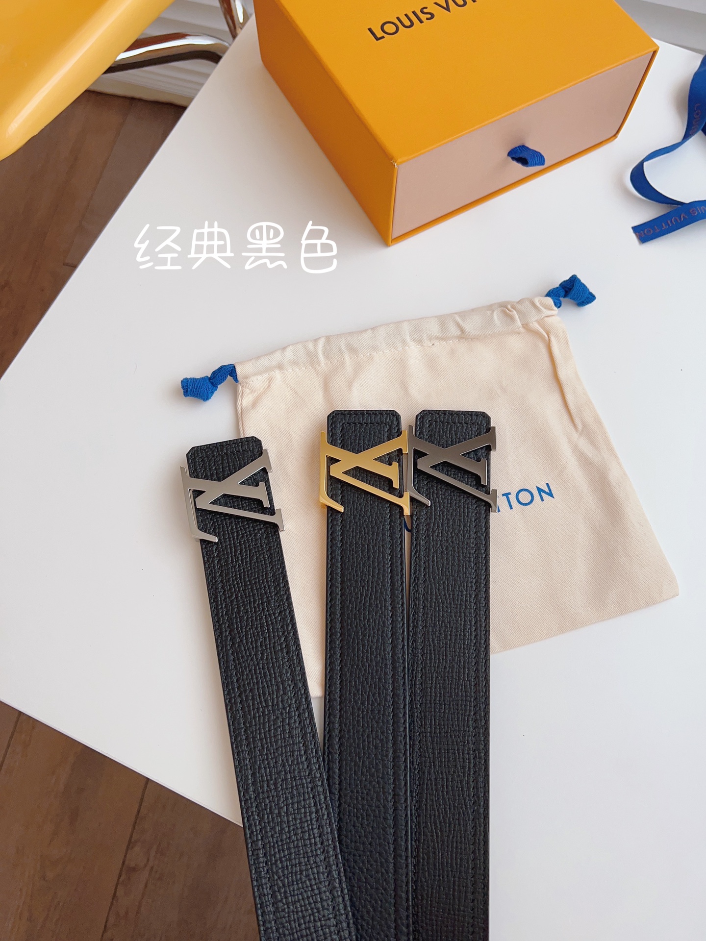 LV.路易威登高版本 全套包装 40mm宽度 正品一体铸造五金珍珠钢扣，原厂皮料 双面原厂定制牛皮面料