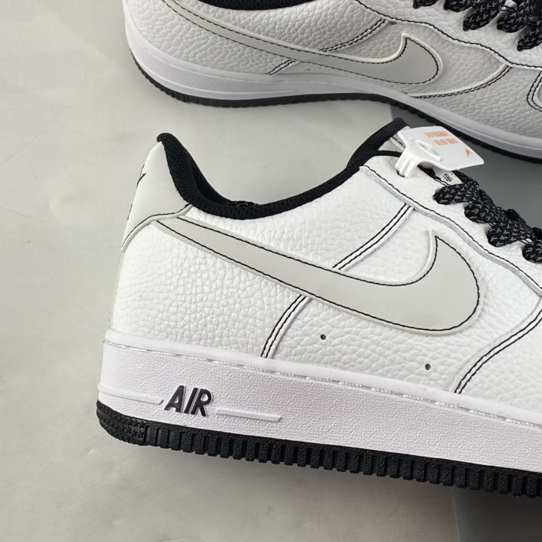 P240 Nike Air Force 1'07 Low 空军一号经典低帮板鞋“皮革白黑缝线3M天使反光”CN2896-104