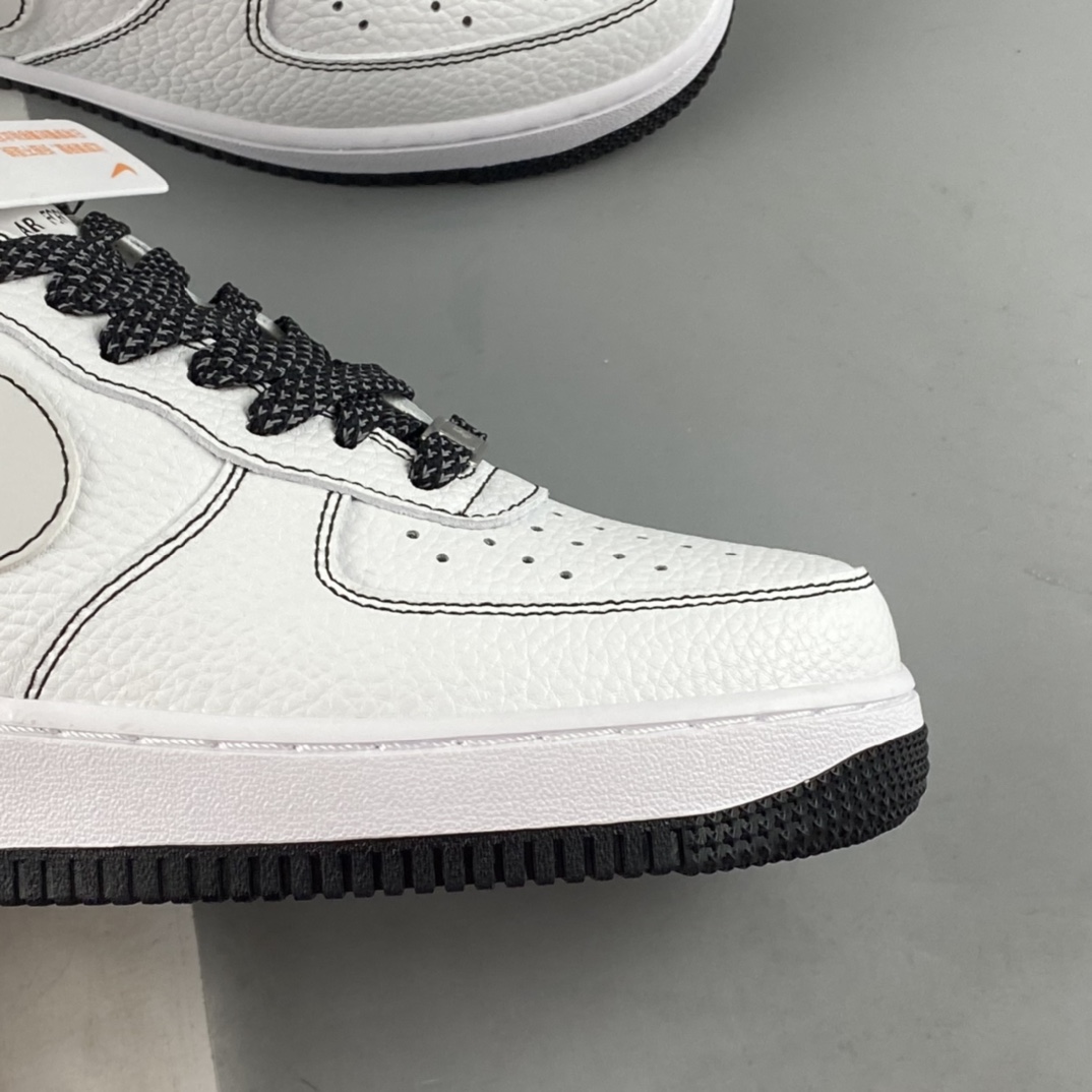P240 Nike Air Force 1'07 Low 空军一号经典低帮板鞋“皮革白黑缝线3M天使反光”CN2896-104