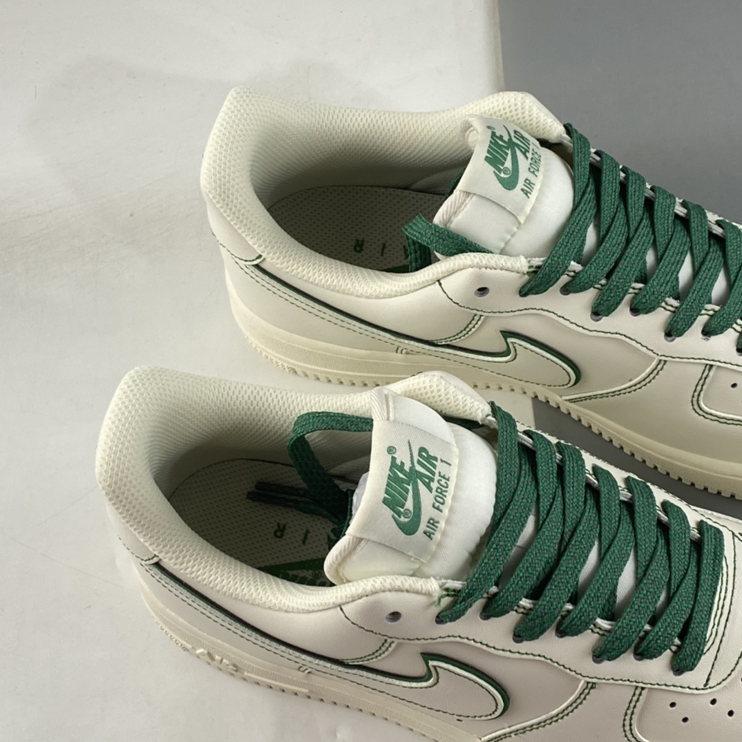 P220 Nike Air Force 1'07 Low”Milk White/Green”空军一号经典低帮板鞋“皮革米白深绿车线”315122-505