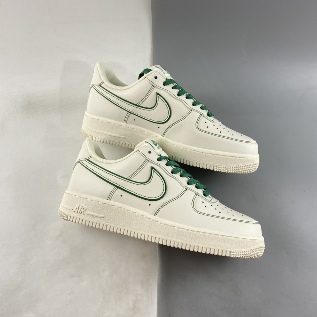 P220 Nike Air Force 1'07 Low”Milk White/Green”空军一号经典低帮板鞋“皮革米白深绿车线”315122-505