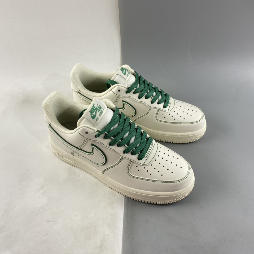 P220 Nike Air Force 1'07 Low”Milk White/Green”空军一号经典低帮板鞋“皮革米白深绿车线”315122-505