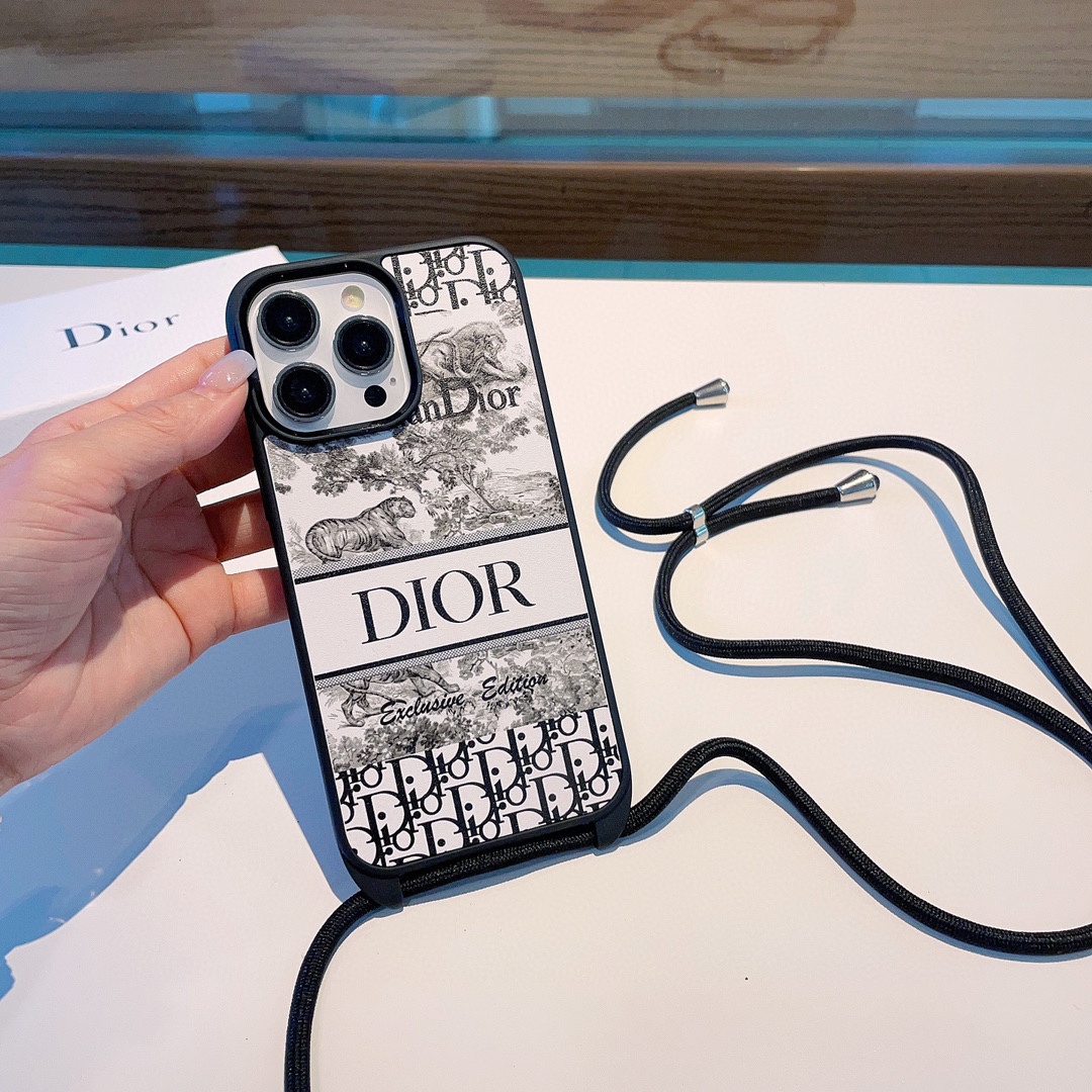Dior花卉斜挎手机壳全包素材手机壳