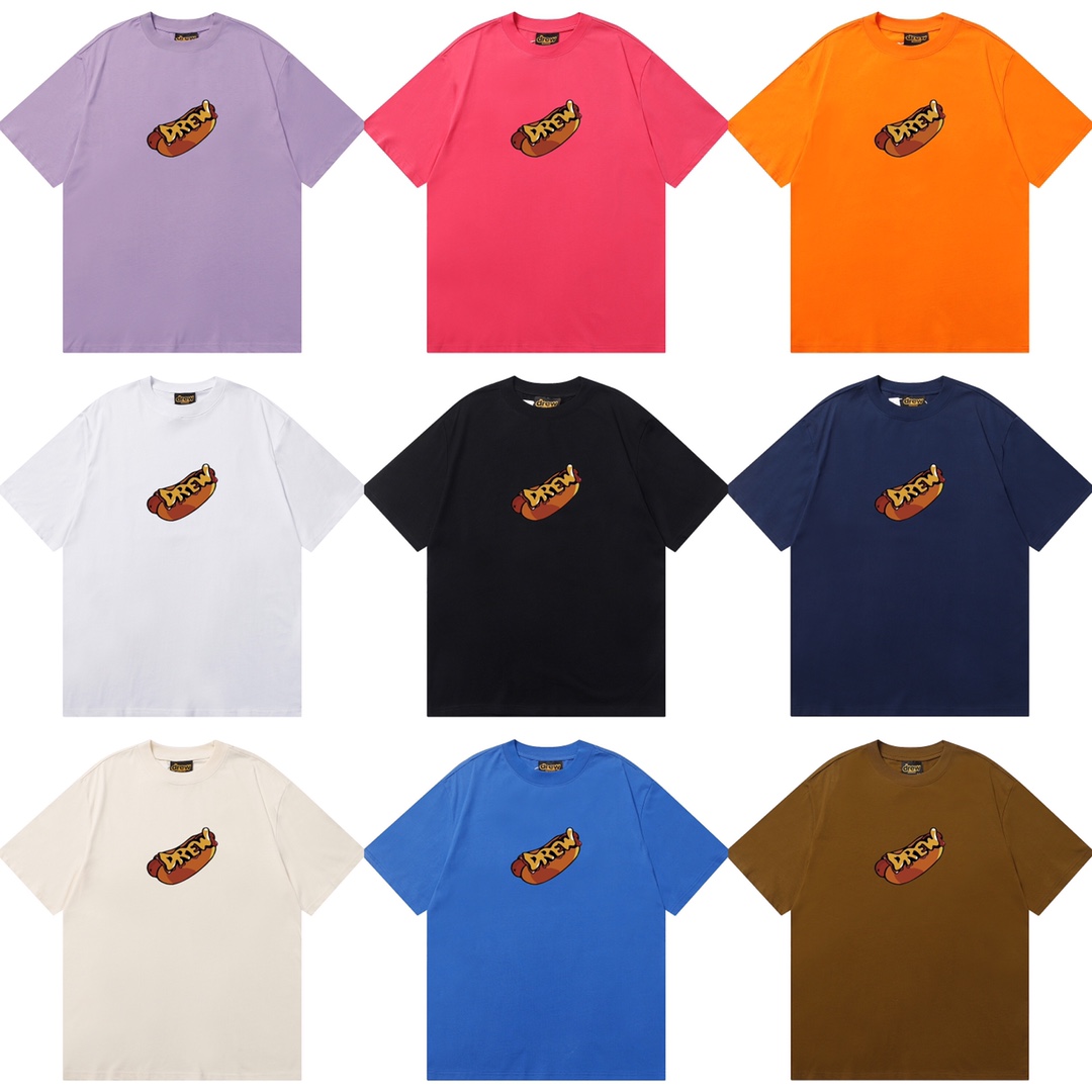 D047 9 colores 2023SS Camiseta de algodón puro de corte holgado y estilo urbano con estampado de cara sonriente drew y …