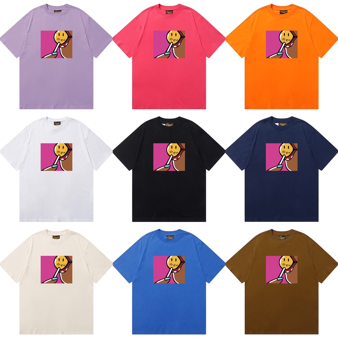 D049 9 colores 2023SS Camiseta de algodón puro de corte holgado y estilo urbano con estampado de chica y piruleta y car…