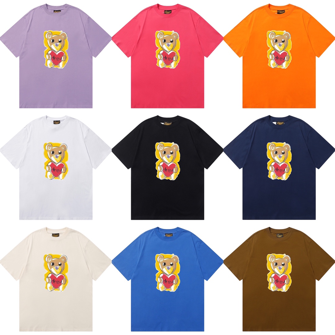 D051 9 colores 2023SS Camiseta de algodón puro de corte holgado y estilo urbano con estampado de cara sonrien…