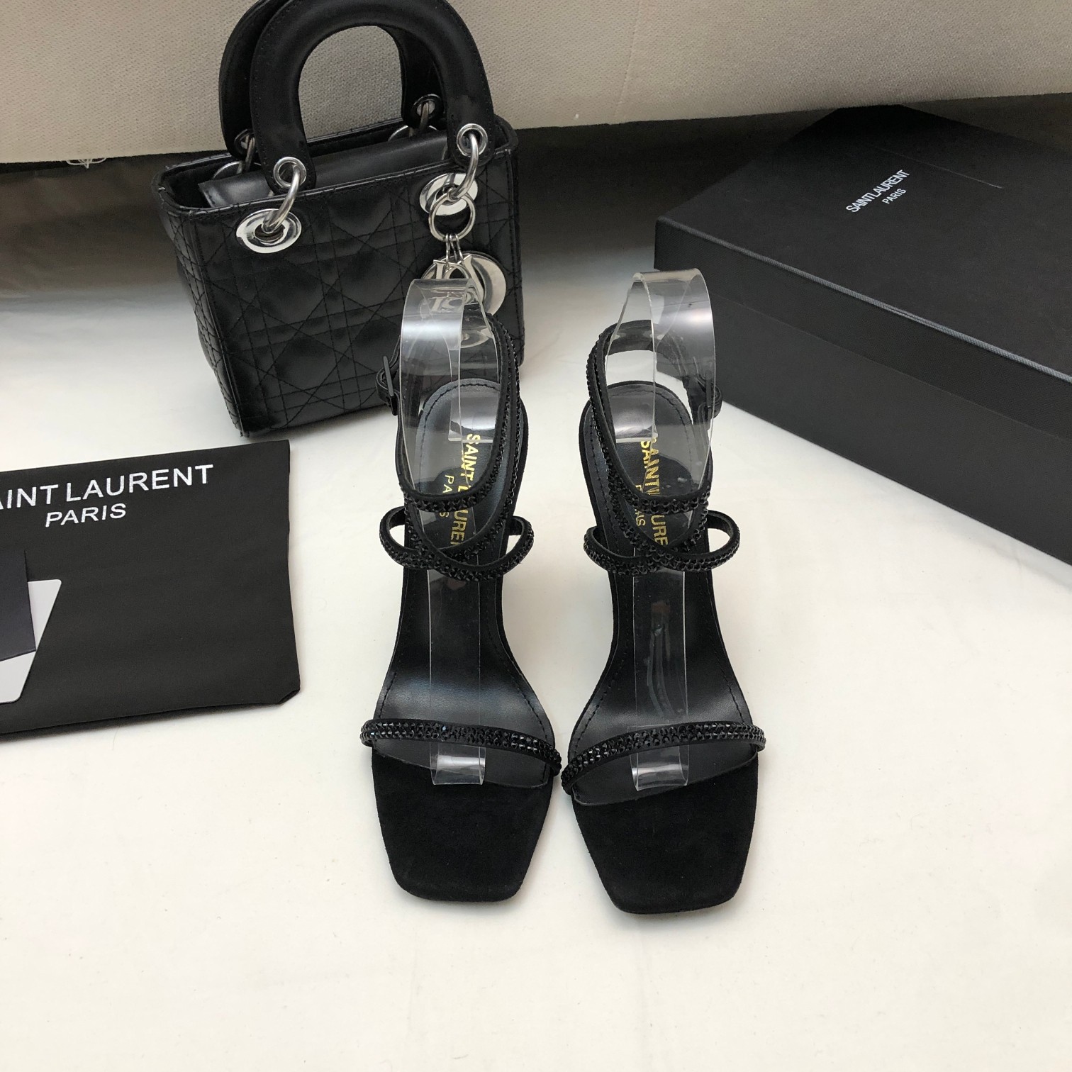 Yves Saint Laurent Shoes High Heel Pumps Sandals Most Desired
 Black White Genuine Leather Goat Skin Sheepskin Spring Collection