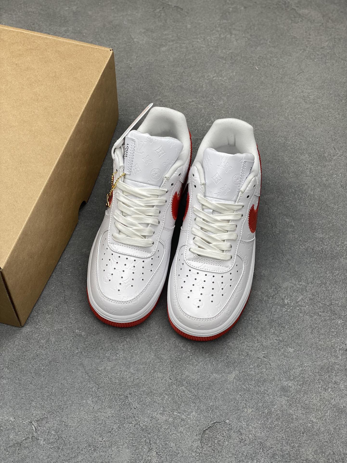 Louis Vuitton x Air Force 1 Low White Red Custom Sneakers 9 i1679009615 2529 7