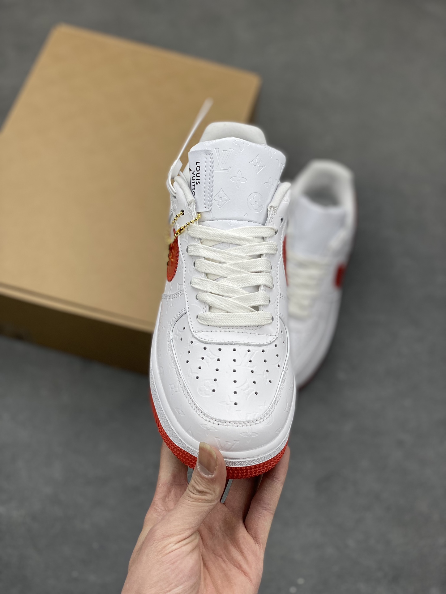 Louis Vuitton x Air Force 1 Low White Red Custom Sneakers 3 i1679009615 3002 1
