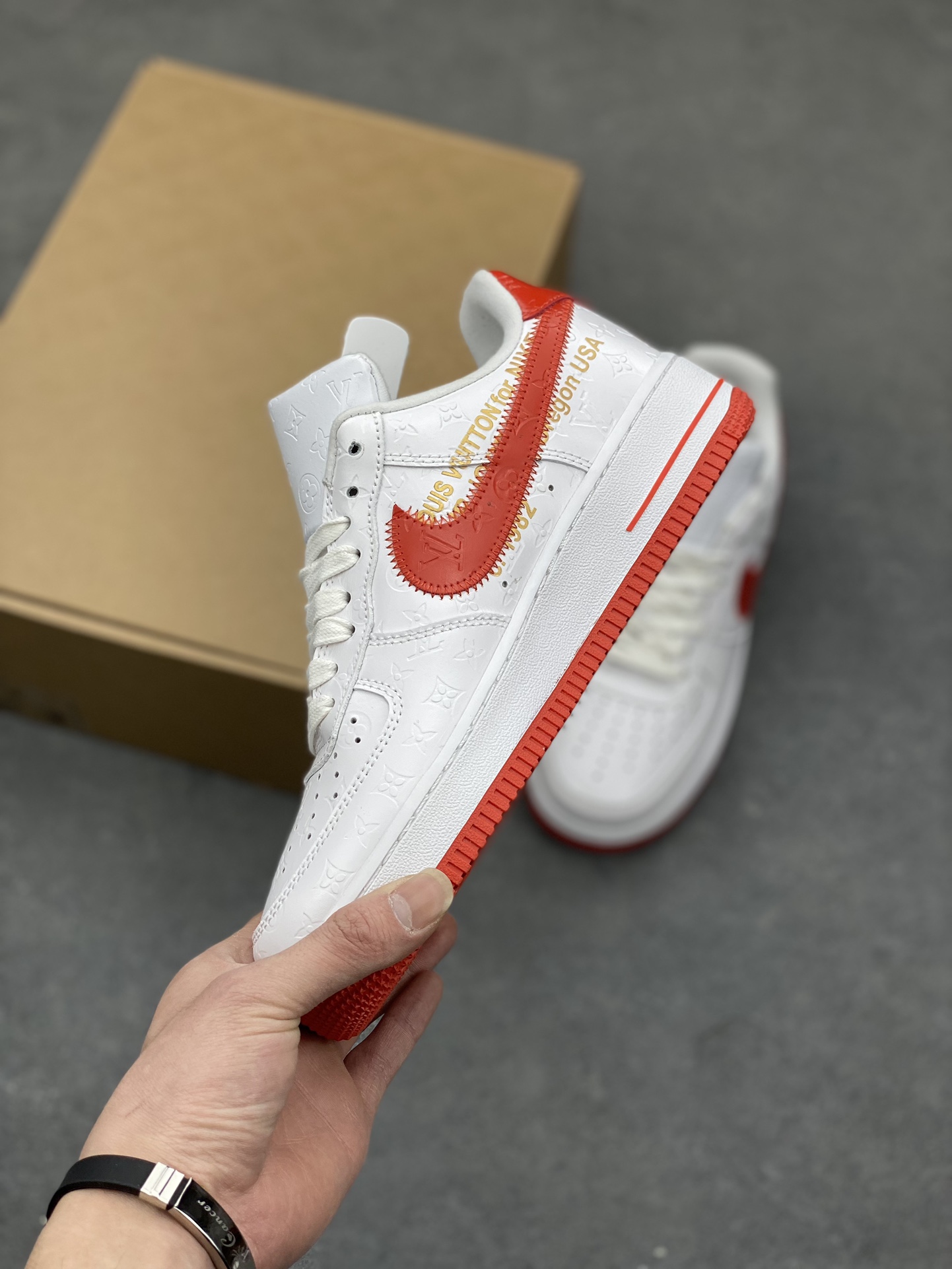 Louis Vuitton x Air Force 1 Low White Red Custom Sneakers 4 i1679009615 4100 2