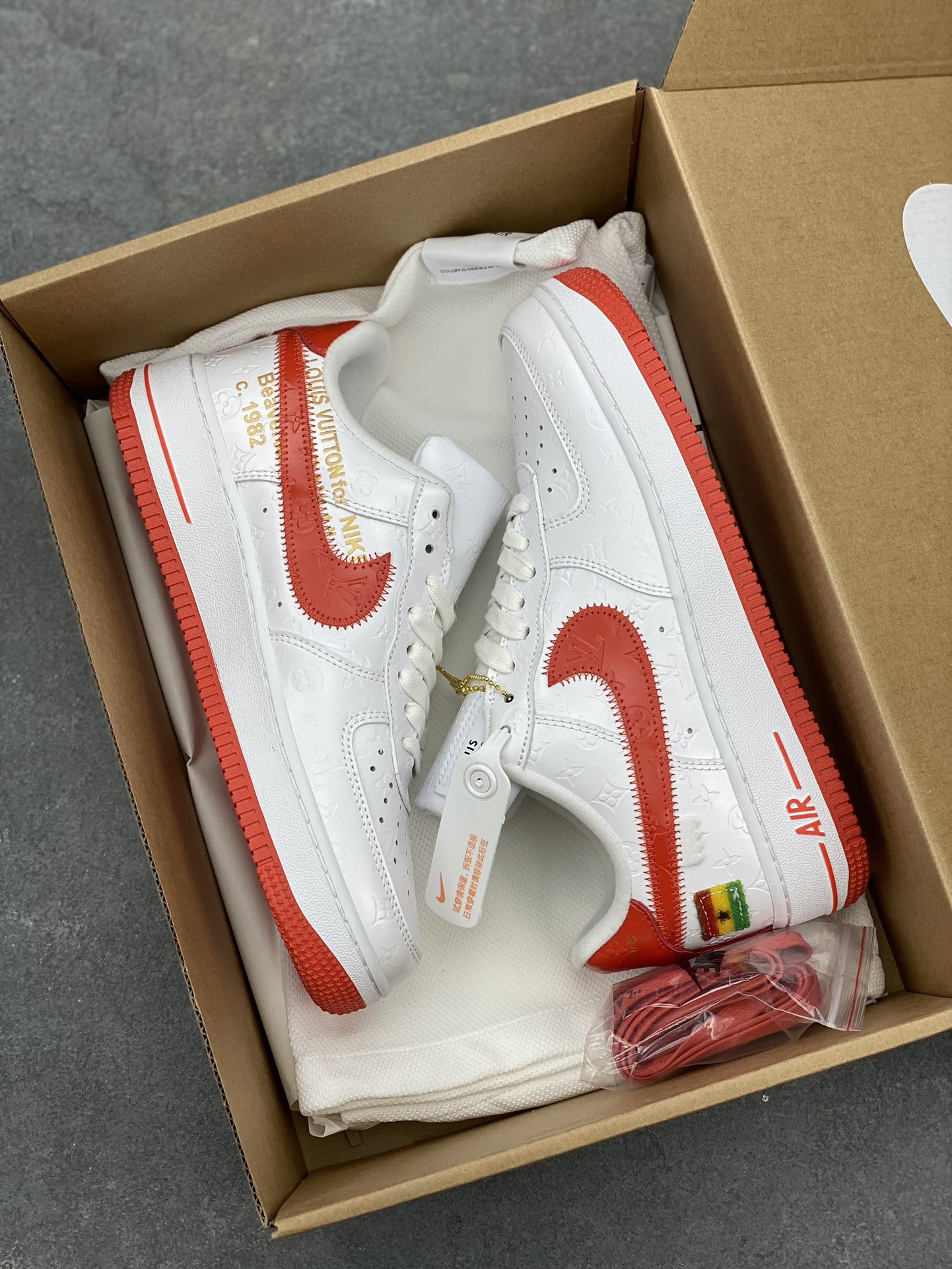 Louis Vuitton x Air Force 1 Low White Red Custom Sneakers 10 i1679009615 7198 8