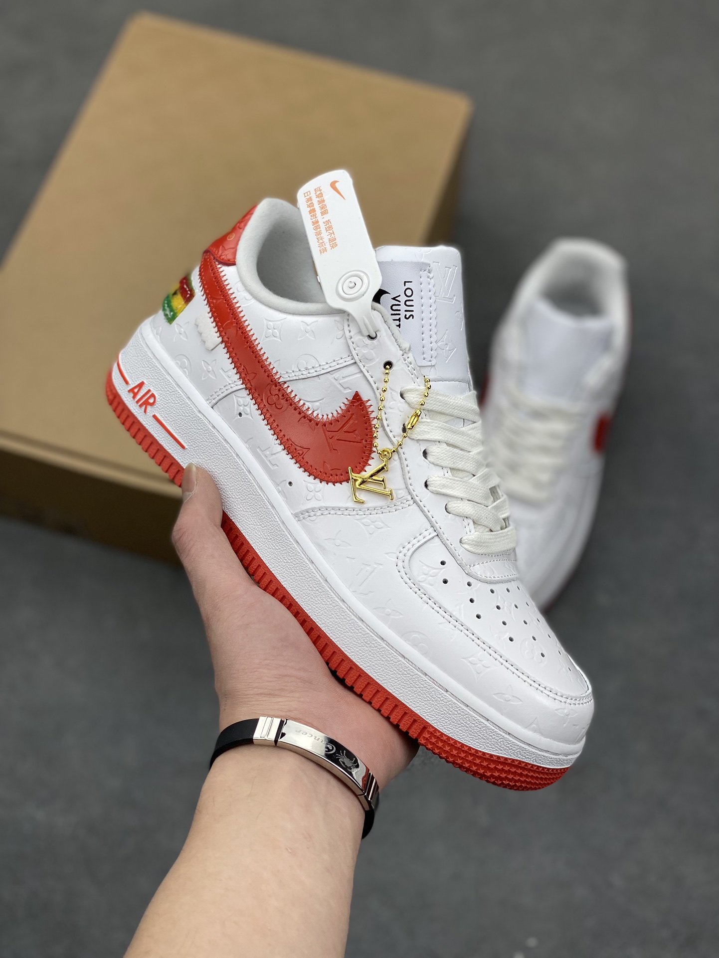 Louis Vuitton x Air Force 1 Low White Red Custom Sneakers 2 i1679009615 8666 0