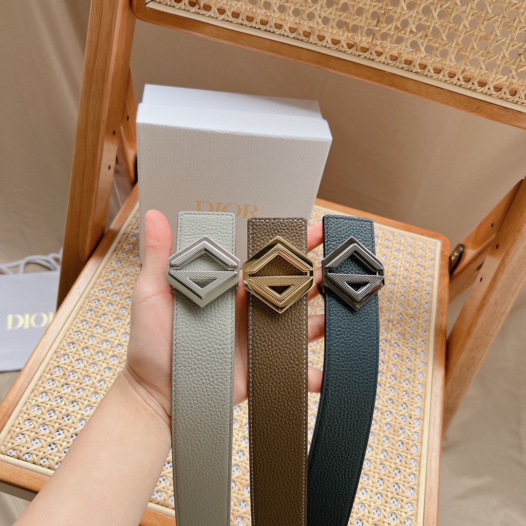 Dior Good
 Belts Lychee Pattern Men Casual