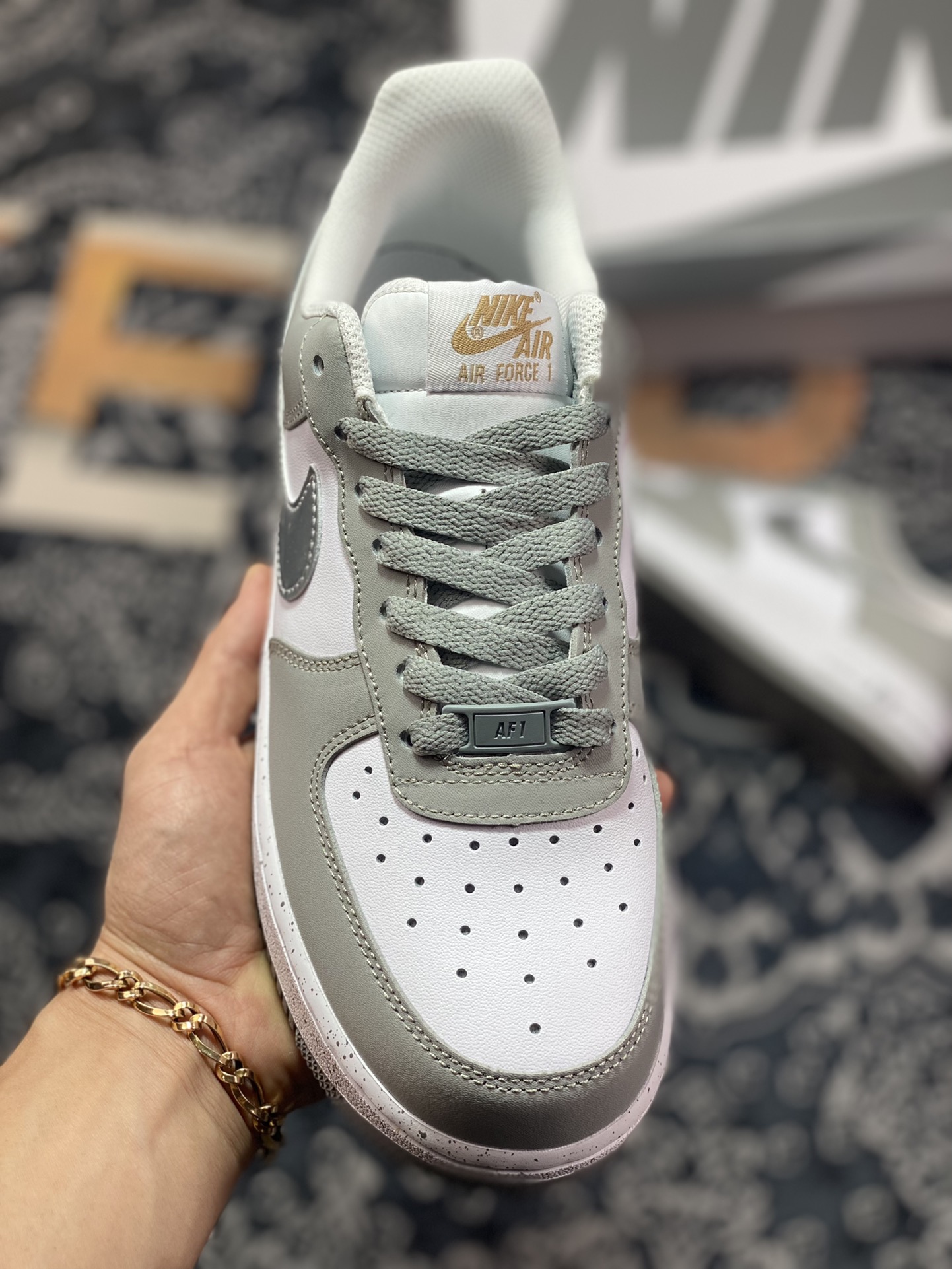 240  Nike Air Force 1'07 Low”Soot White Silver”空军一号板鞋“拼色烟灰白银泼墨”MK5639-889