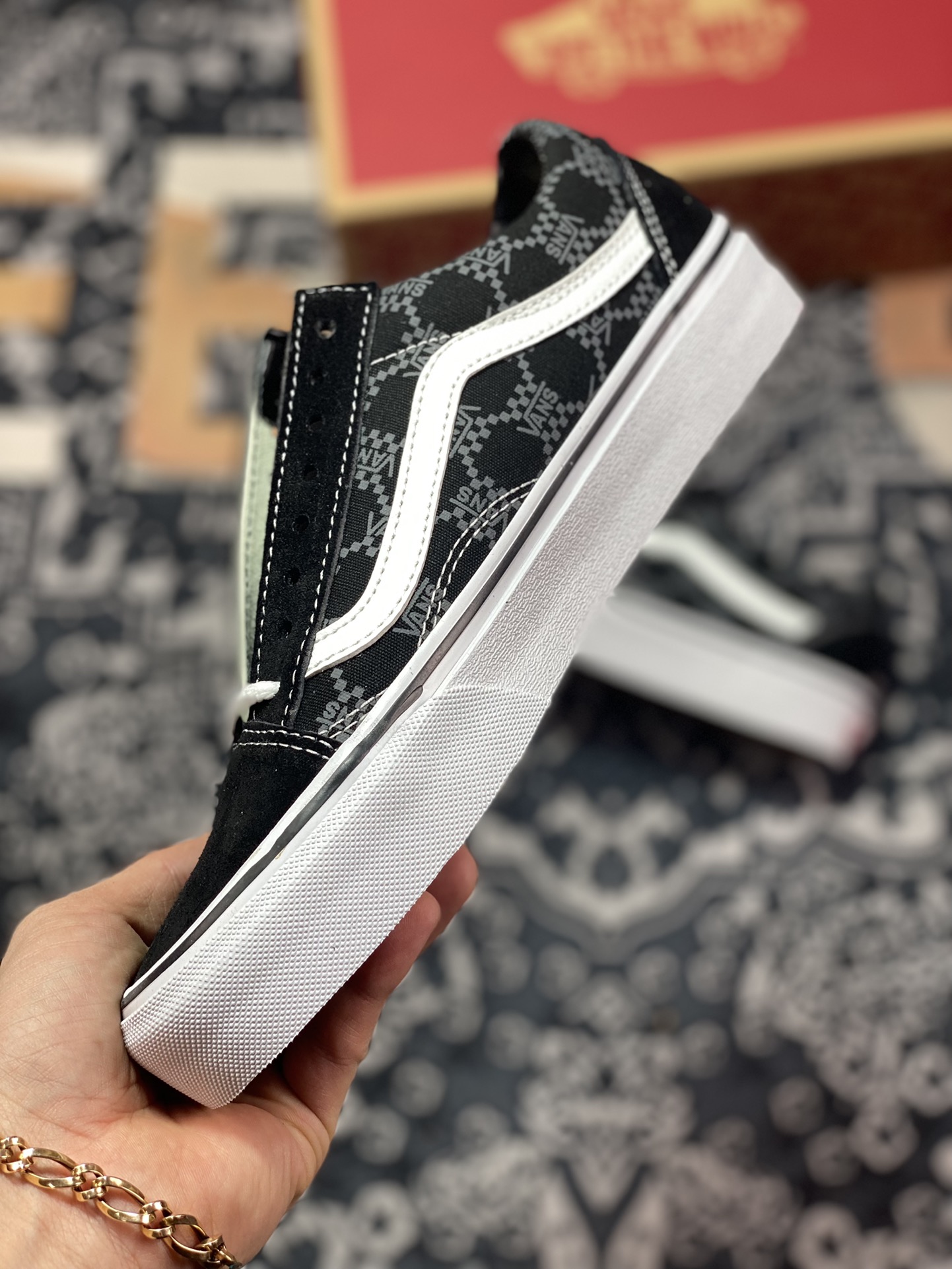 Vans Old Skool Monogram Vans official classic old flower casual canvas vulcanized shoes VN0A5KRSJDU