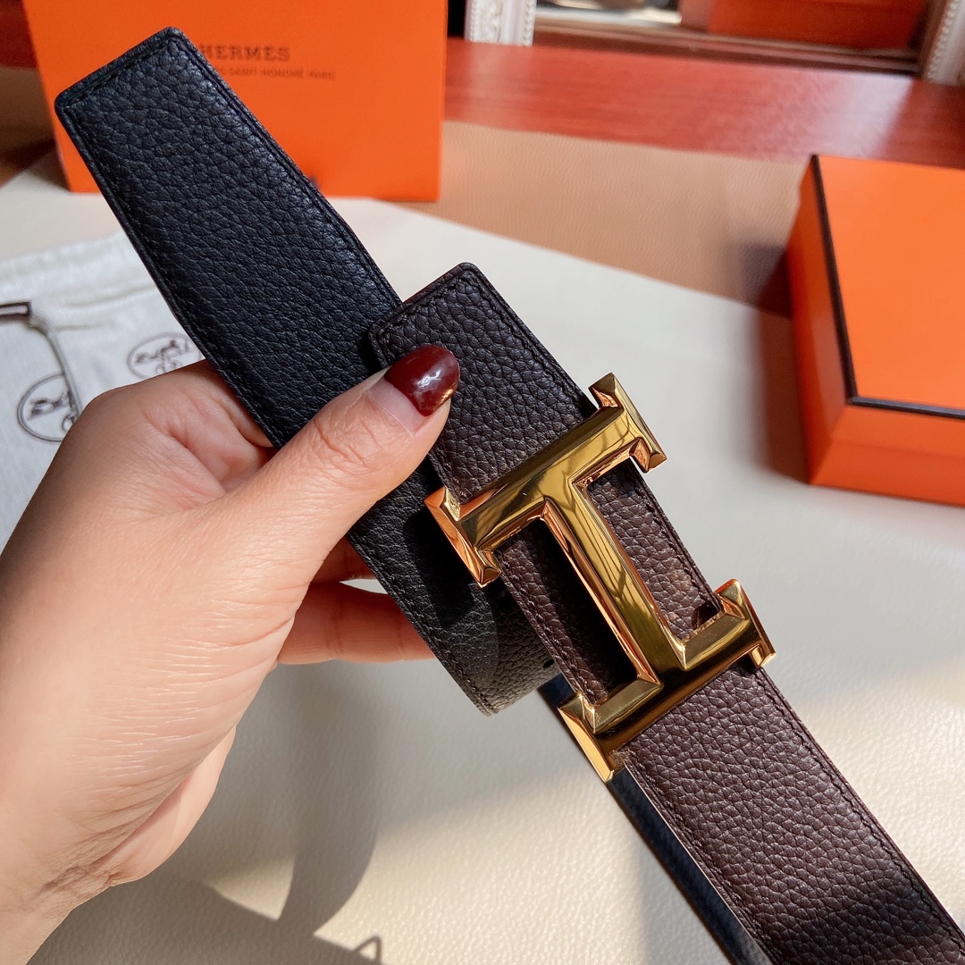 Hermes-双面原版小牛皮配精钢五