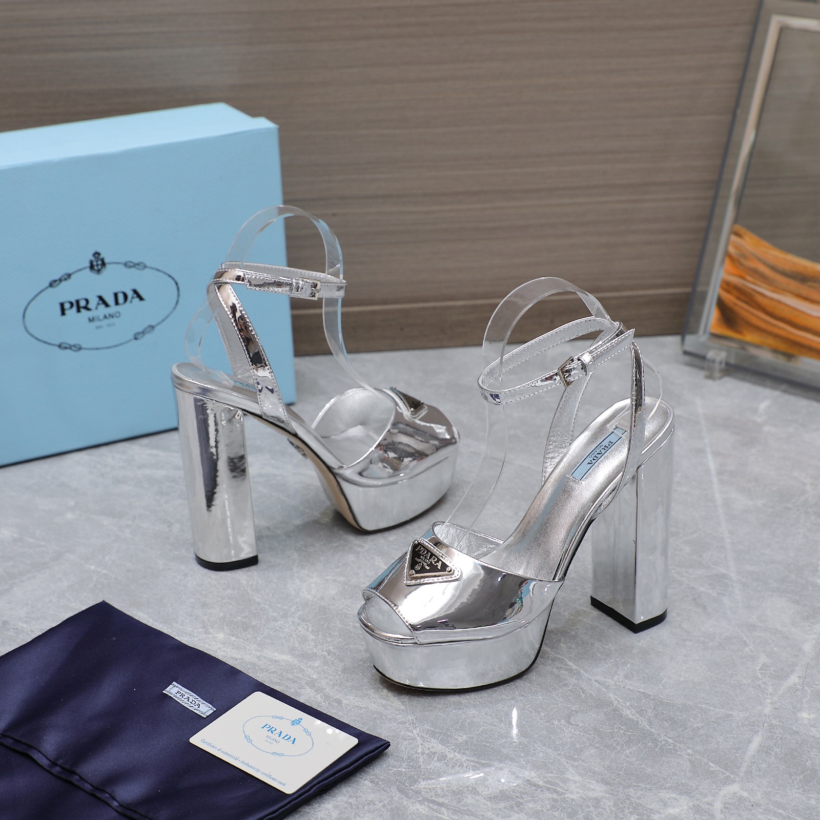 Prada Platform Heeled Sandals in Silver Leather with Ankle Strap 5 i1679059761 6192 2