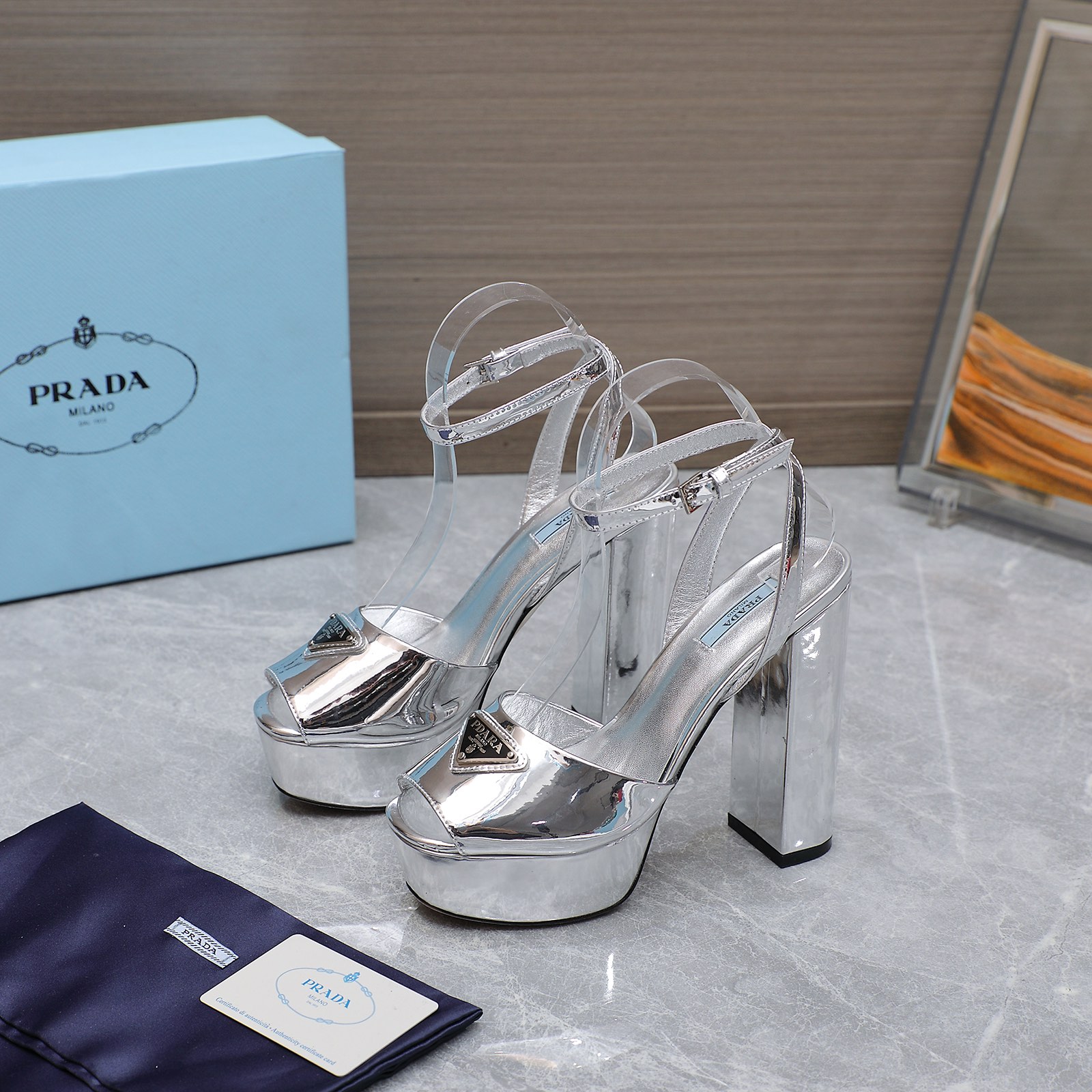 Prada Platform Heeled Sandals in Silver Leather with Ankle Strap 4 i1679059761 6876 1