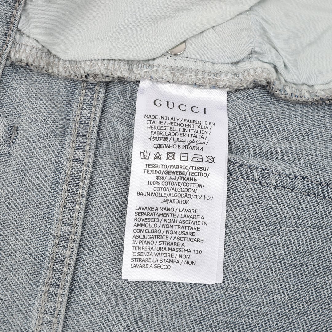 GUCCI/古驰 联名北面简约复古经典皮标LOGO牛仔裤