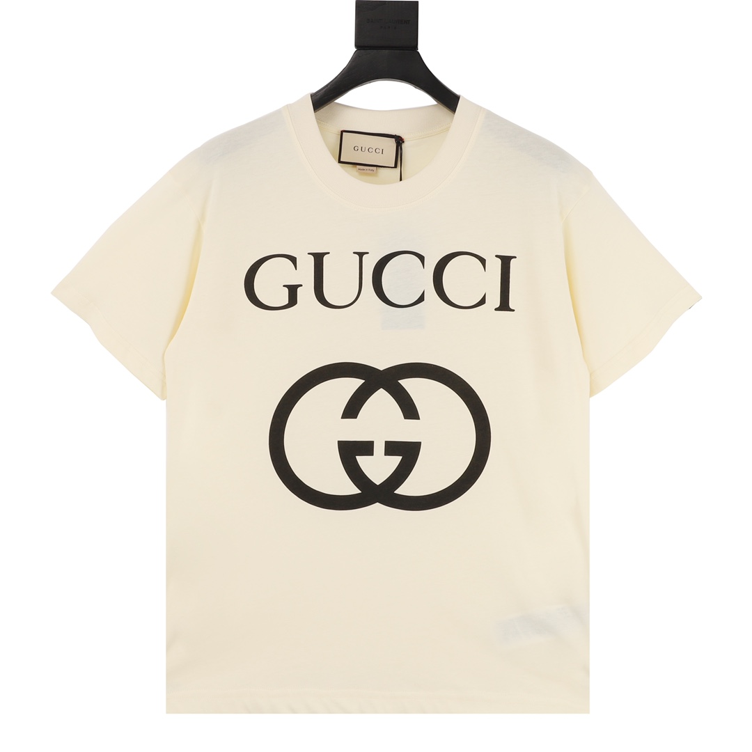 Gucci Odzież T-Shirt Drukowanie Bawełna Gaza dzianina Dzianiny Krótki rękaw