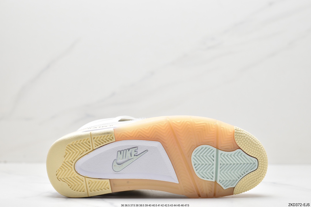 270 Off-White x Air Jordan 4 Retro”Cream/Sail”迈克尔·乔丹AJ4代“OW沙浅棕米白黑” CV9388-100
