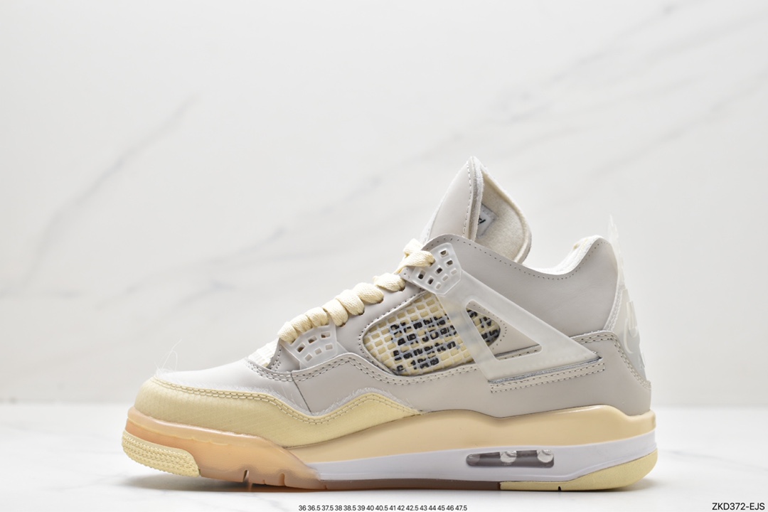 270 Off-White x Air Jordan 4 Retro”Cream/Sail”迈克尔·乔丹AJ4代“OW沙浅棕米白黑” CV9388-100