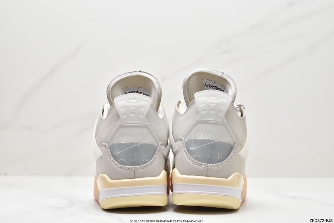 270 Off-White x Air Jordan 4 Retro”Cream/Sail”迈克尔·乔丹AJ4代“OW沙浅棕米白黑” CV9388-100