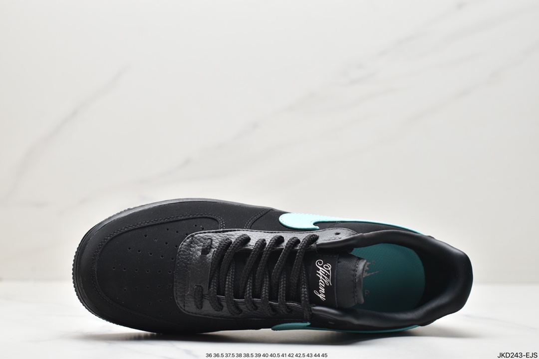 160 联名奢侈品大牌-蒂芙尼/Tiffany & Co. x Nike Air Force 1 Low SP”1837”空军一号板鞋“联名黑蒂芙尼蓝”DZ1382-001