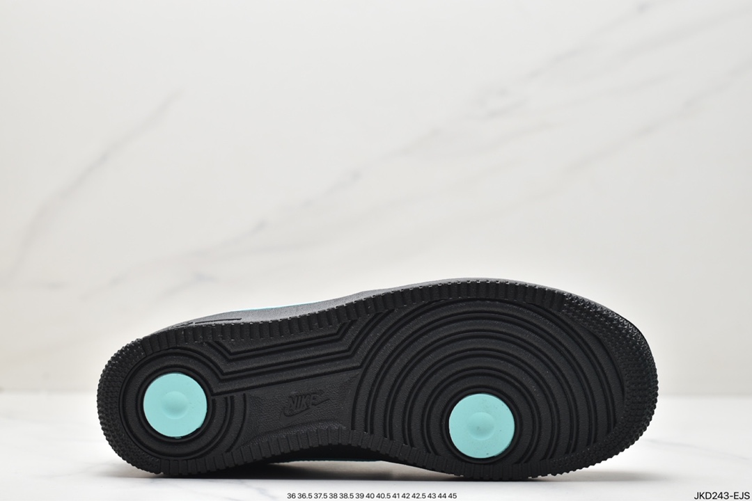 160 联名奢侈品大牌-蒂芙尼/Tiffany & Co. x Nike Air Force 1 Low SP”1837”空军一号板鞋“联名黑蒂芙尼蓝”DZ1382-001
