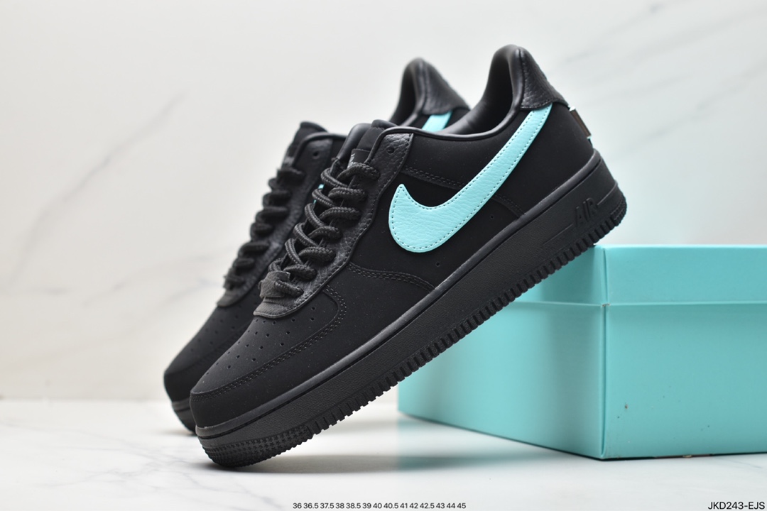160 联名奢侈品大牌-蒂芙尼/Tiffany & Co. x Nike Air Force 1 Low SP”1837”空军一号板鞋“联名黑蒂芙尼蓝”DZ1382-001