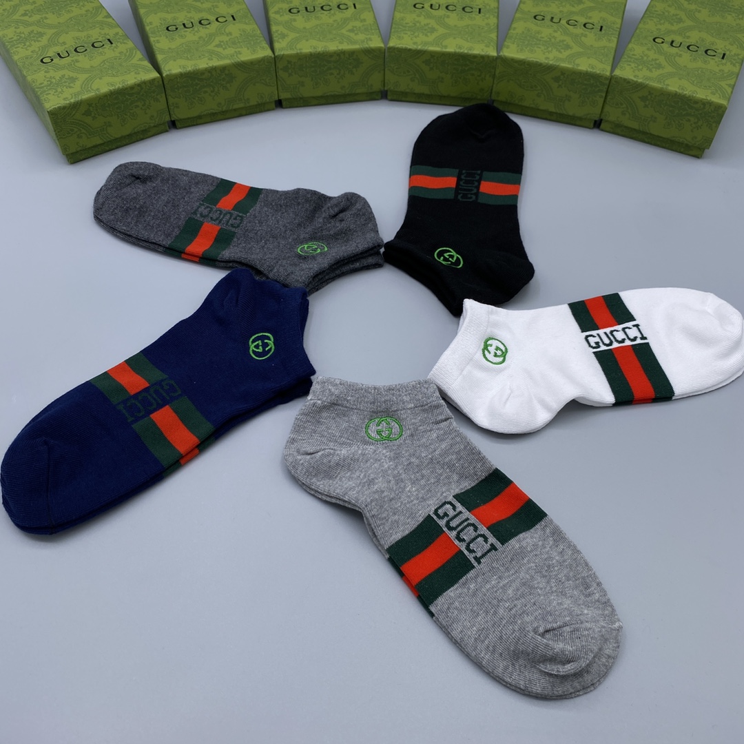 Gucci Cotton Blend Ankle Socks, Anti-Odor, All-Match Style, Breathable, Pack of 5 10 i1679105230 1040 8