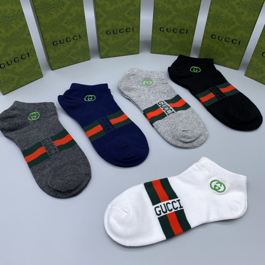 Gucci Cotton Blend Ankle Socks, Anti-Odor, All-Match Style, Breathable, Pack of 5 9 i1679105230 5178 7
