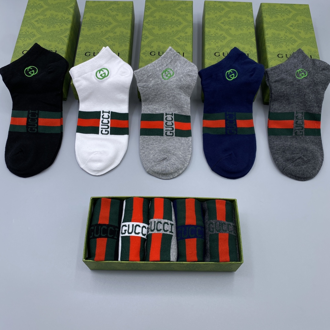 Gucci Cotton Blend Ankle Socks, Anti-Odor, All-Match Style, Breathable, Pack of 5 4 i1679105230 5582 2