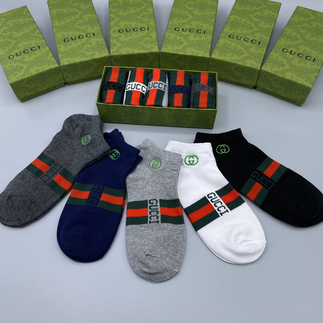 Gucci Cotton Blend Ankle Socks, Anti-Odor, All-Match Style, Breathable, Pack of 5 8 i1679105230 6818 6