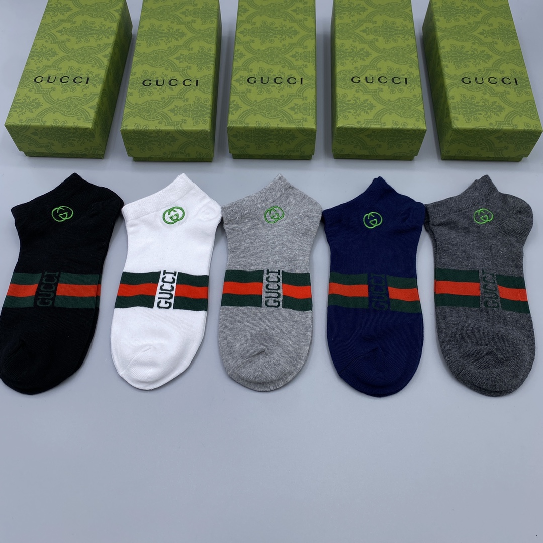 Gucci Cotton Blend Ankle Socks, Anti-Odor, All-Match Style, Breathable, Pack of 5 3 i1679105230 998 1