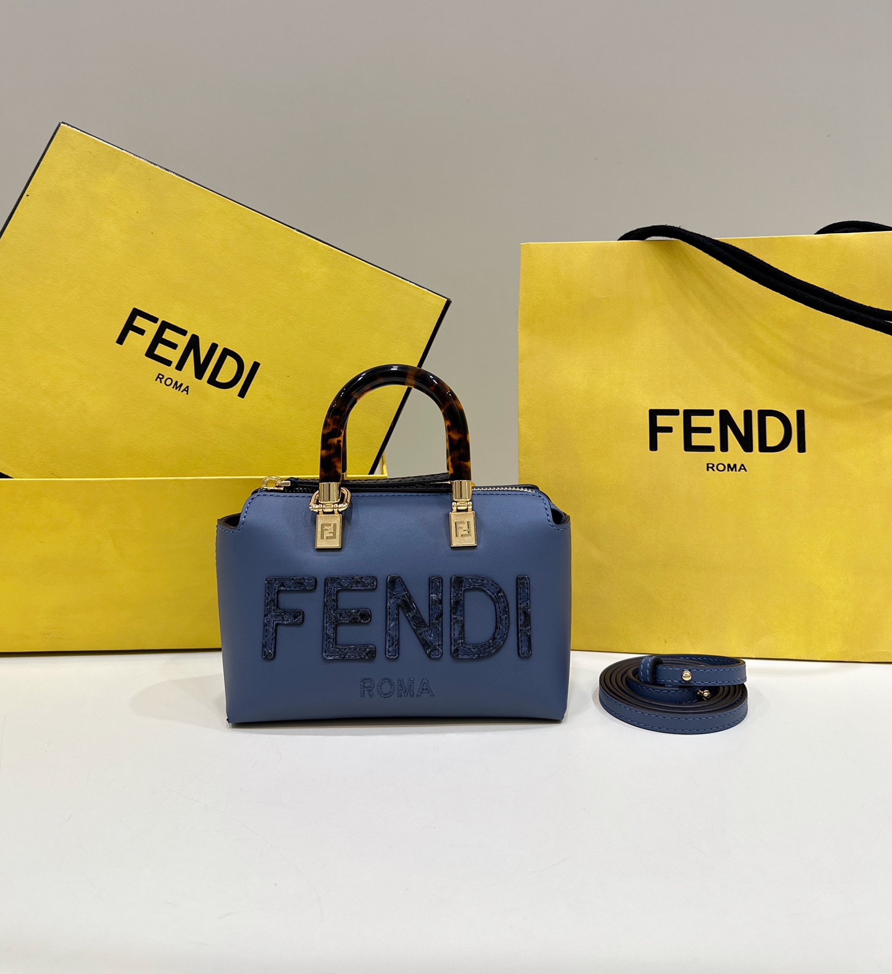 Fendi By The Way Bags Handbags Splicing Calfskin Cowhide Snake Skin Mini