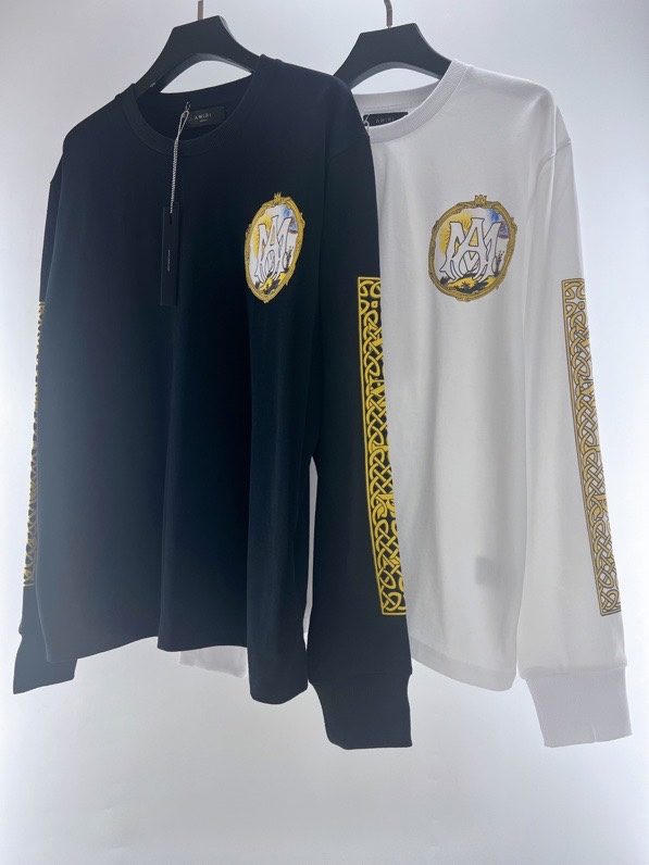 Amiri Round Neck Printed Sweatshirt Custom Terry Cotton Fabric Loose Fit