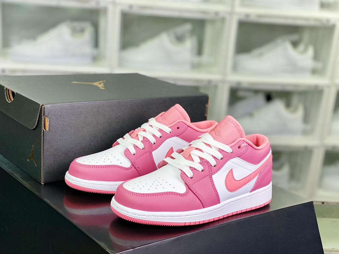 200 Wmns Air Jordan 1 Low GS”White/University Red”AJ1乔丹一代低帮篮球鞋“白粉红”553560-616