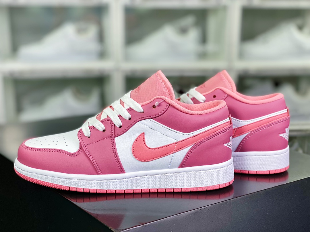 200 Wmns Air Jordan 1 Low GS”White/University Red”AJ1乔丹一代低帮篮球鞋“白粉红”553560-616
