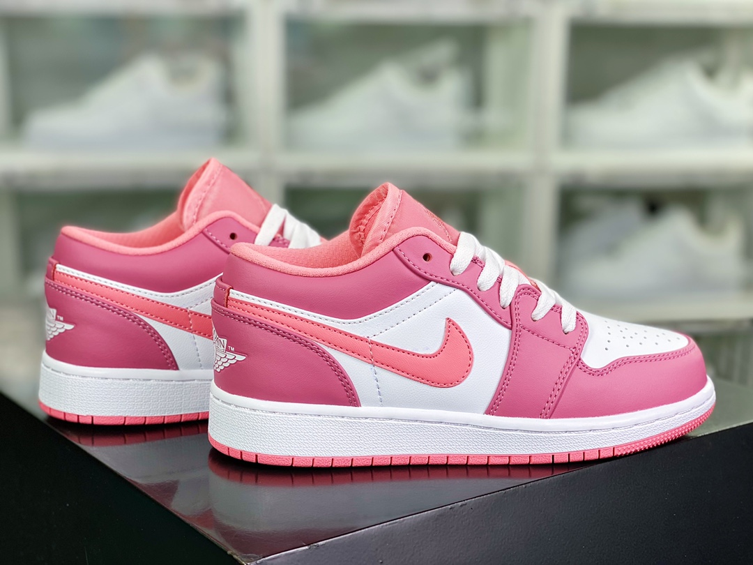 200 Wmns Air Jordan 1 Low GS”White/University Red”AJ1乔丹一代低帮篮球鞋“白粉红”553560-616