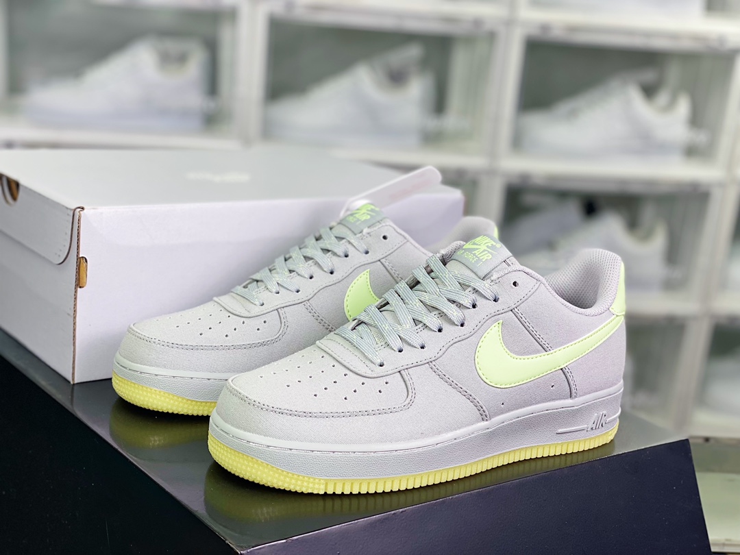 220 Air Force 1 '07 Lv8”Green/Noctilucou”空军一号经典低帮板鞋“帆布灰荧光绿夜光”315122-107