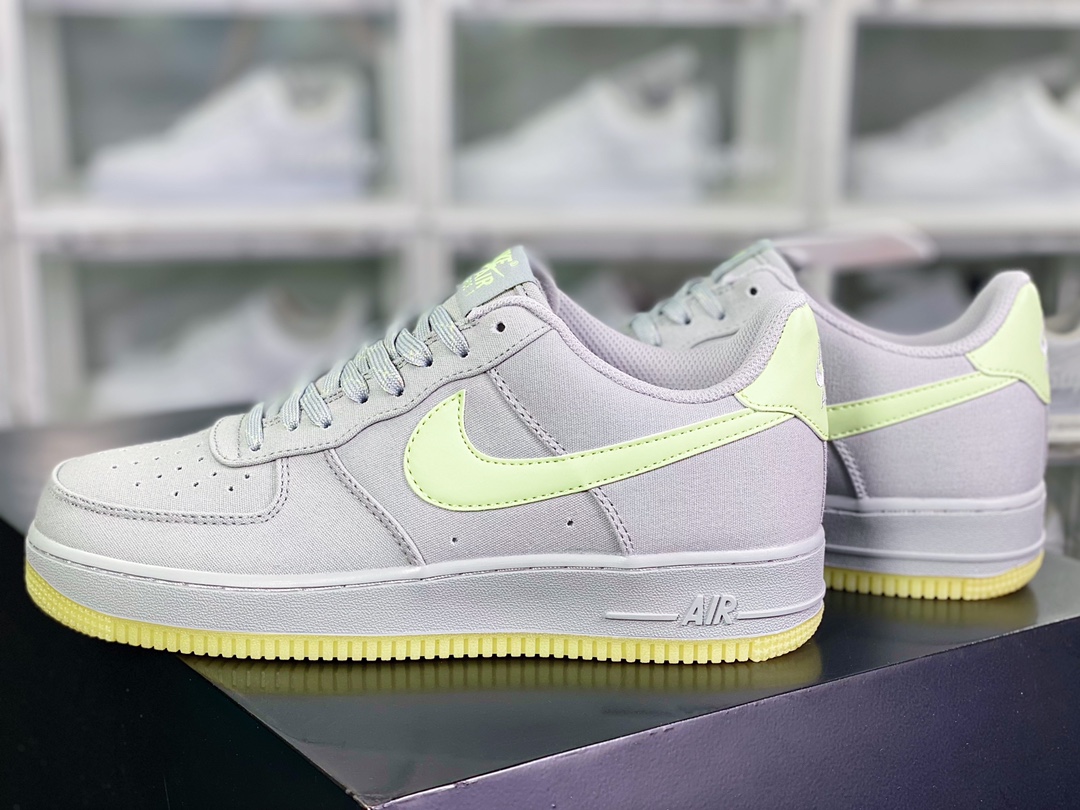 220 Air Force 1 '07 Lv8”Green/Noctilucou”空军一号经典低帮板鞋“帆布灰荧光绿夜光”315122-107