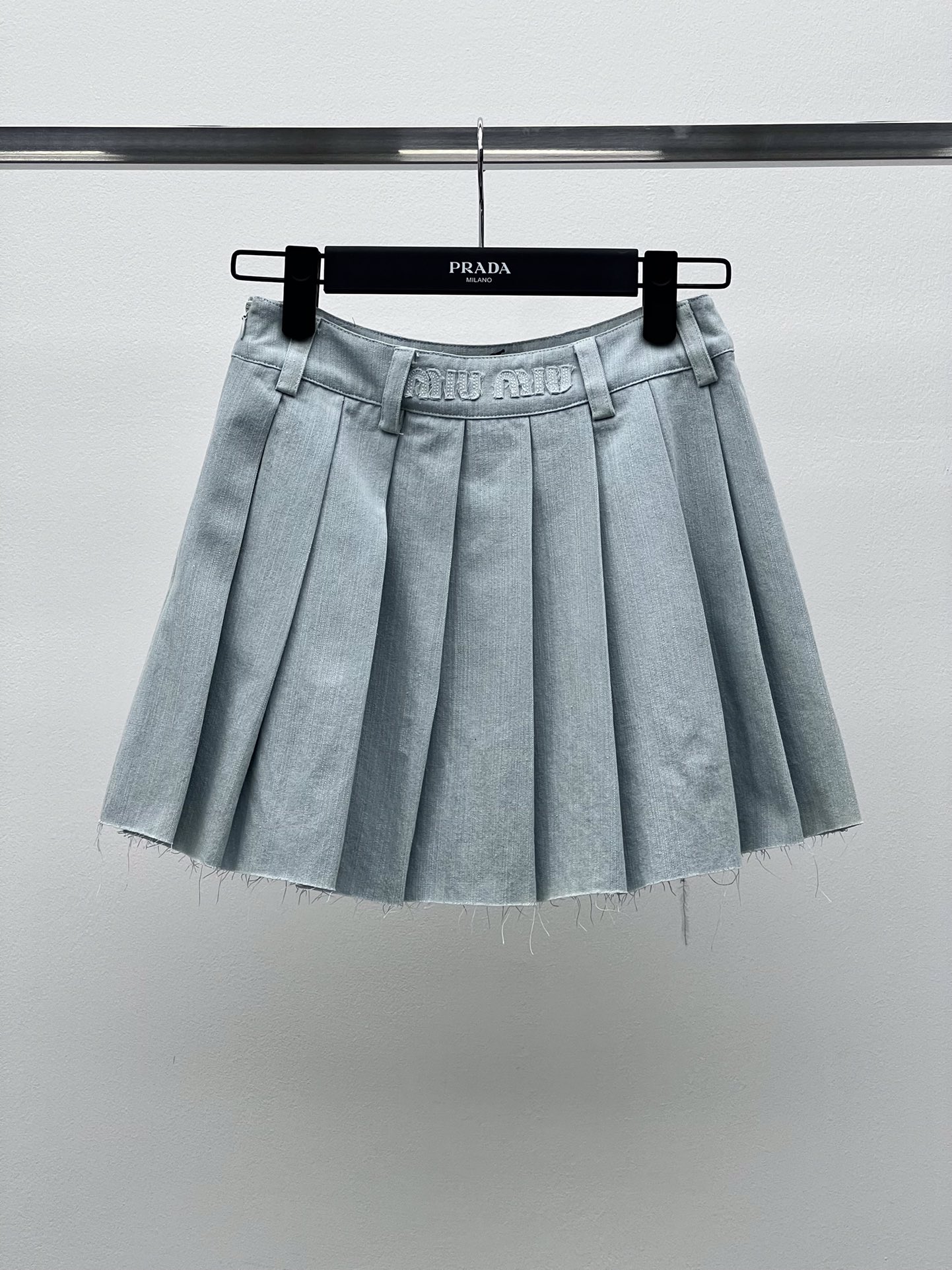 *牛仔百褶裙23ss新品做旧水洗牛仔