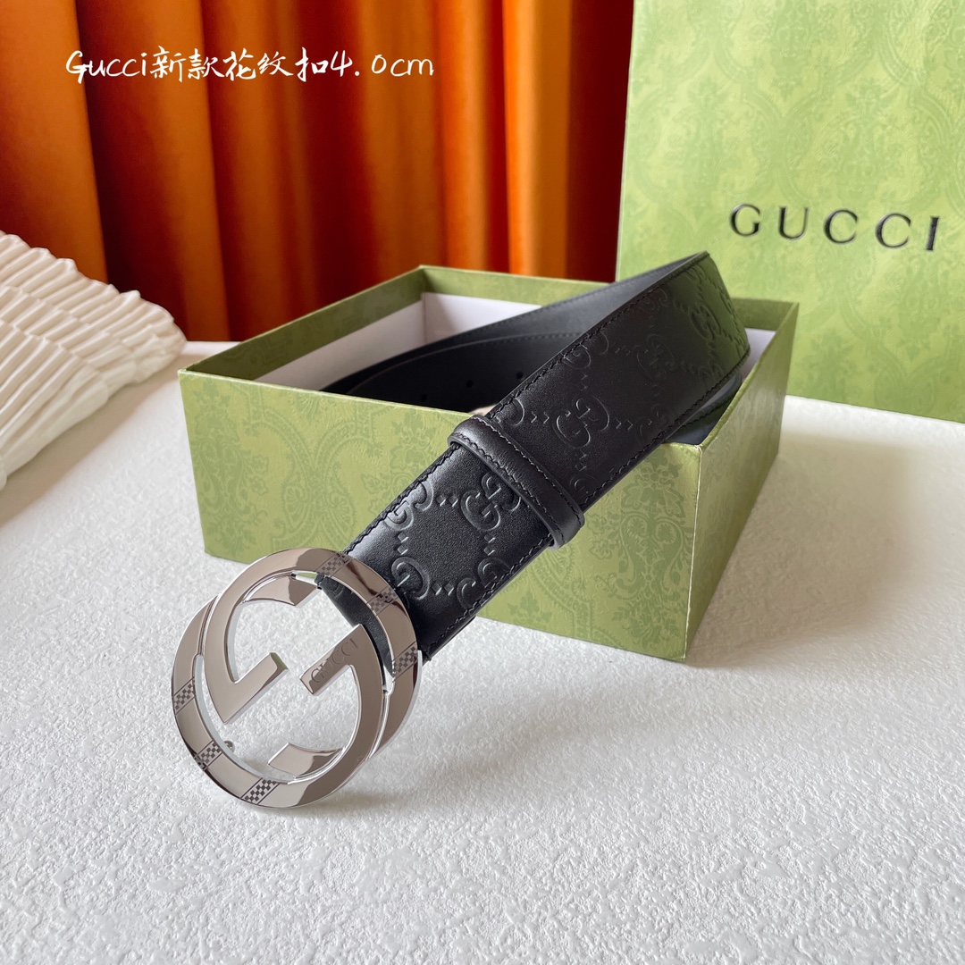 Gucci經典款進口皮面料壓花搭配頭